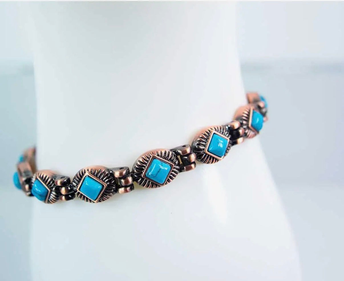 Magnetic Copper and Turquoise bracelet