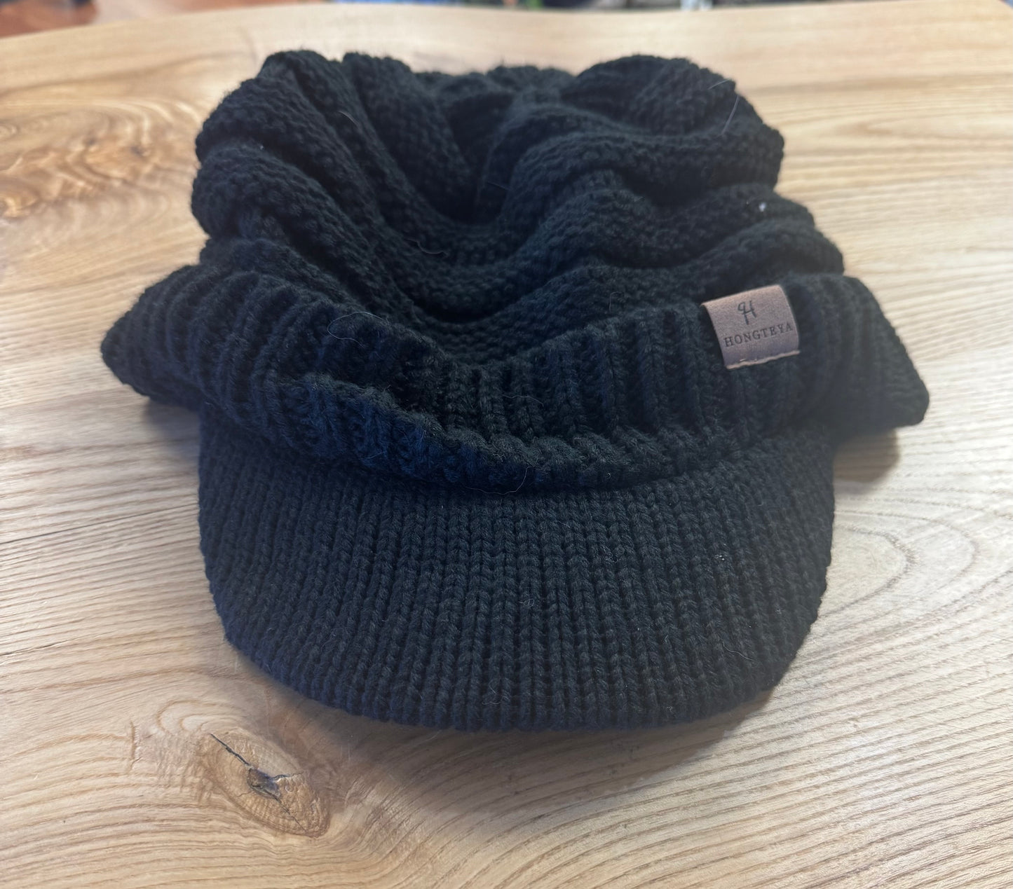 Knitted, Silk Lined,Brim Beanie
