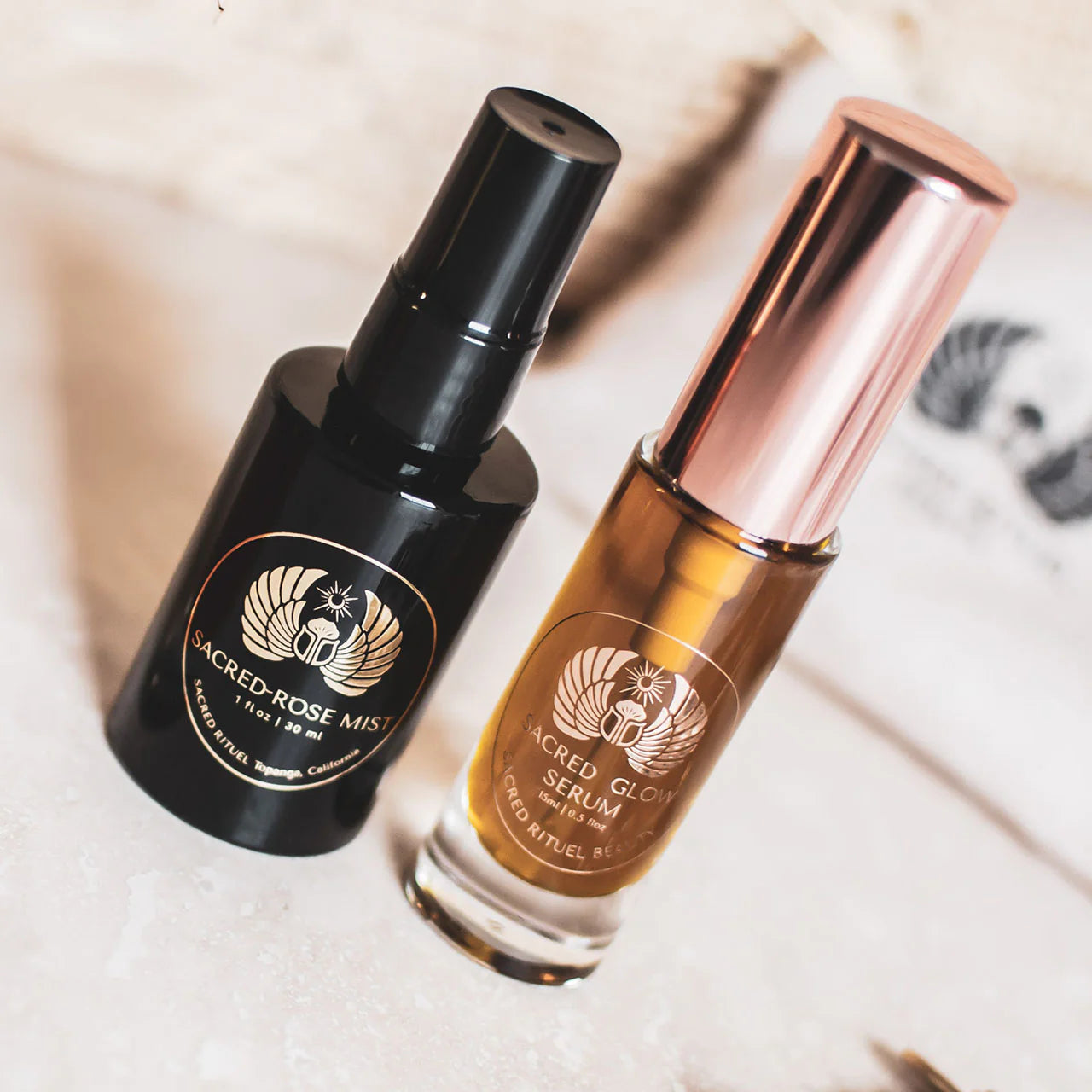 Sacred Rituel Sacred Glow Serum and Rosewater Mist travel set combo
